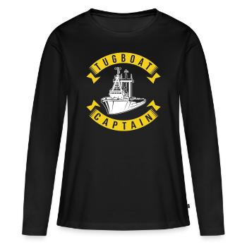 Remorqueur capitaine - T-shirt manches longues Premium bio Femme - noir - Devant - Julia (174cm)
