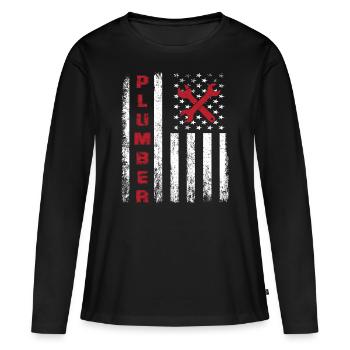 Proud plumber design for american patriots - Women's Premium Organic Long Sleeve Shirt - black - Front - Julia (174cm)