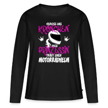 Vergiss das Krönchen Prinzessin trägt Motorradhelm - Frauen Premium Bio Langarmshirt - Schwarz - Vorne - Julia (174cm)