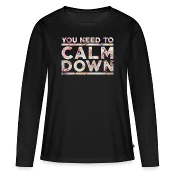 Calm Down - T-shirt manches longues Premium bio Femme - noir - Devant - Julia (174cm)