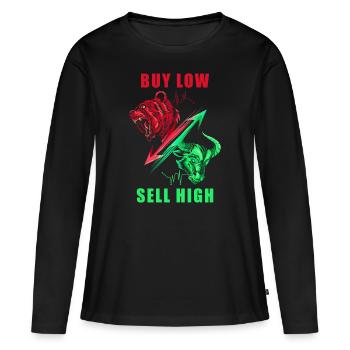 Actions d’investisseurs - T-shirt manches longues Premium bio Femme - noir - Devant - Julia (174cm)