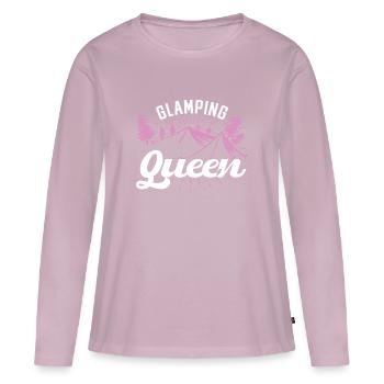 Glamping Queen Camping - T-shirt manches longues Premium bio Femme - rose poudré - Devant - Julia (174cm)