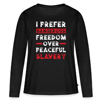 Freedom over Fear - T-shirt manches longues Premium bio Femme - noir - Devant - Julia (174cm)