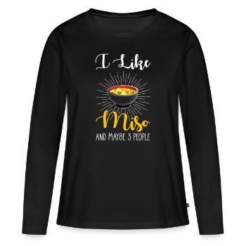 Soupe miso - T-shirt manches longues Premium bio Femme - noir - Devant - Julia (174cm)