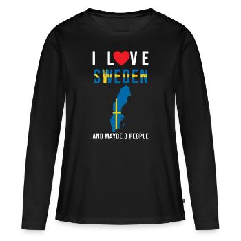 Suède j'aime la Suède - T-shirt manches longues Premium bio Femme - noir - Devant - Julia (174cm)