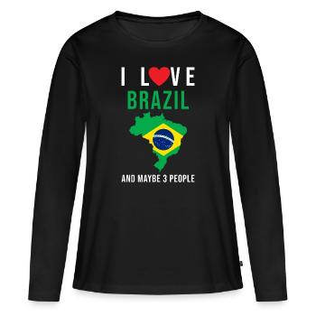 Brésil j'aime le Brésil - T-shirt manches longues Premium bio Femme - noir - Devant - Julia (174cm)