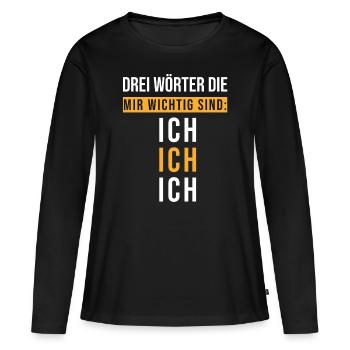 Égoïstes, sort drôle - T-shirt manches longues Premium bio Femme - noir - Devant - Julia (174cm)