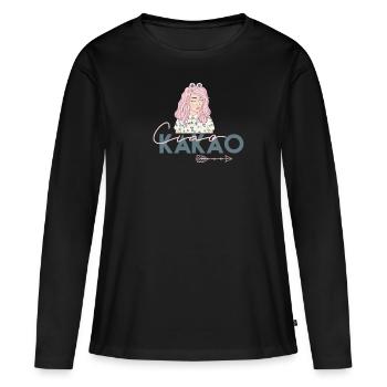 Ciao Cacao - T-shirt manches longues Premium bio Femme - noir - Devant - Julia (174cm)