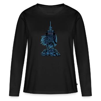 Les Templiers à l’épée sur les crânes - Templiers - T-shirt manches longues Premium bio Femme - noir - Devant - Julia (174cm)