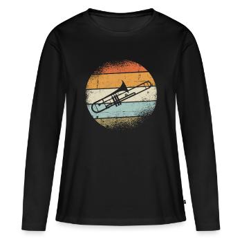 Trombones instrument - T-shirt manches longues Premium bio Femme - noir - Devant - Julia (174cm)