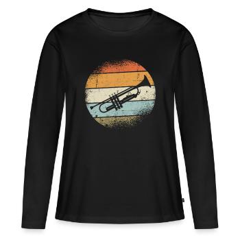 Instrument trompette - T-shirt manches longues Premium bio Femme - noir - Devant - Julia (174cm)