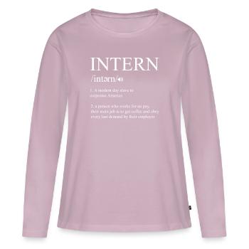 Définition de stagiaire Stagiaire Assistant d’emploi Cadeau - T-shirt manches longues Premium bio Femme - rose poudré - Devant - Julia (174cm)