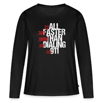 Amateurs d’armes à feu .22 .380 9mm plus rapide que la loi des armes à feu - T-shirt manches longues Premium bio Femme - noir - Devant - Julia (174cm)