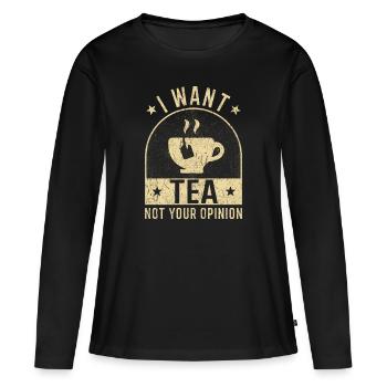 Thé amateur de thé Cadeaux Thé Rengaine - T-shirt manches longues Premium bio Femme - noir - Devant - Julia (174cm)