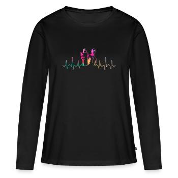 Graffiti - T-shirt manches longues Premium bio Femme - noir - Devant - Julia (174cm)