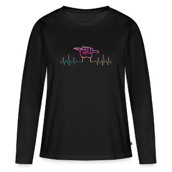 Dessinateur De crayon - T-shirt manches longues Premium bio Femme - noir - Devant - Julia (174cm)