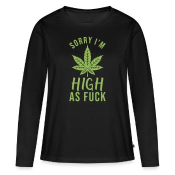 Cannabis - T-shirt manches longues Premium bio Femme - noir - Devant - Julia (174cm)
