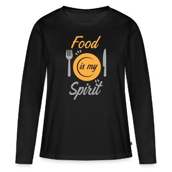 La bouffe sort drôle - T-shirt manches longues Premium bio Femme - noir - Devant - Julia (174cm)