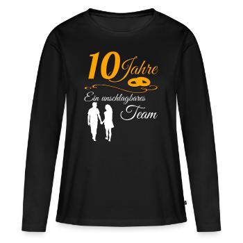 10 Jahre Rosenhochzeit 10.Hochzeitstag Jubiläum - Frauen Premium Bio Langarmshirt - Schwarz - Vorne - Julia (174cm)