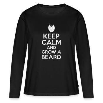 Keep calm Bart - T-shirt manches longues Premium bio Femme - noir - Devant - Julia (174cm)