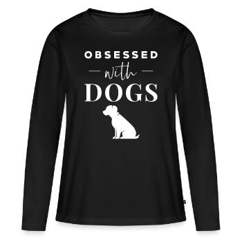 Des chiens drôles de phrases - T-shirt manches longues Premium bio Femme - noir - Devant - Julia (174cm)