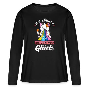 Ich könnte kotzen vor Glück - Frauen Premium Bio Langarmshirt - Schwarz - Vorne - Julia (174cm)