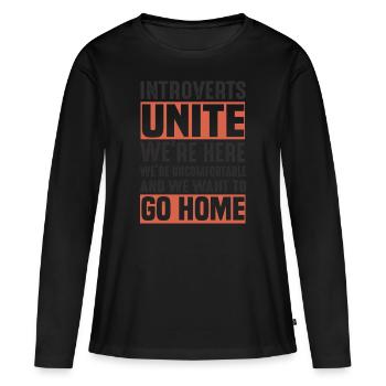 unité unite intovertie nous rentrons à la maison - T-shirt manches longues Premium bio Femme - noir - Devant - Julia (174cm)