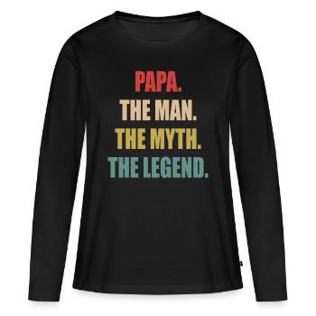 papa l’homme le mythe la légende the man myth - T-shirt manches longues Premium bio Femme - noir - Devant - Julia (174cm)
