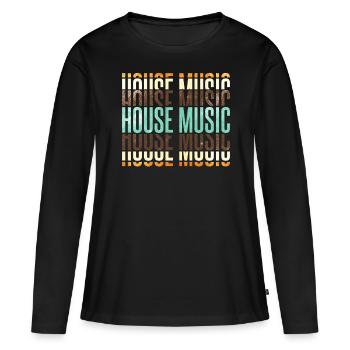 Musique House - T-shirt manches longues Premium bio Femme - noir - Devant - Julia (174cm)