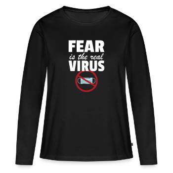 Fear Is The Real Virus No Masks Anti-Mask - T-shirt manches longues Premium bio Femme - noir - Devant - Julia (174cm)