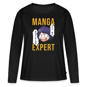 Manga Expert - T-shirt manches longues Premium bio Femme - noir - Devant - Julia (174cm)