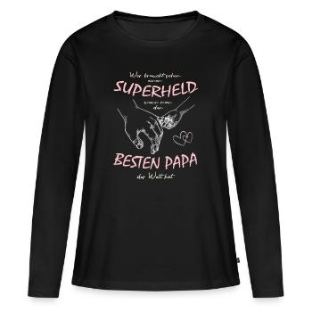 Papa - Superheld - Bester Papa der Welt - Frauen Premium Bio Langarmshirt - Schwarz - Vorne - Julia (174cm)