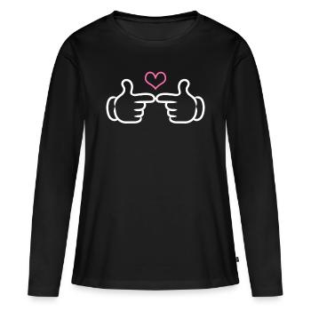 Symbole Shy - T-shirt manches longues Premium bio Femme - noir - Devant - Julia (174cm)