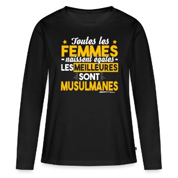 Musulmane Musulman Religion Islam Foi Allah Humour - T-shirt manches longues Premium bio Femme - noir - Devant - Julia (174cm)