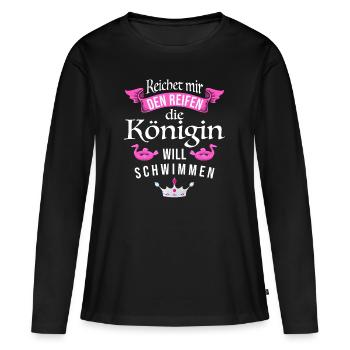 Pool Reichet mir den Reifen lustiges Pool Geschenk - Frauen Premium Bio Langarmshirt - Schwarz - Vorne - Julia (174cm)
