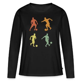 Jeune footballeur de football rétro fan - T-shirt manches longues Premium bio Femme - noir - Devant - Julia (174cm)