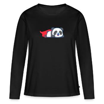 Panda Superhéros - T-shirt manches longues Premium bio Femme - noir - Devant - Julia (174cm)