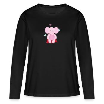 Éléphant Superhéros - T-shirt manches longues Premium bio Femme - noir - Devant - Julia (174cm)