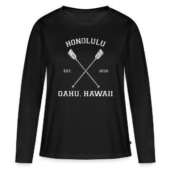 Honolulu Hawaii Vacances - T-shirt manches longues Premium bio Femme - noir - Devant - Julia (174cm)