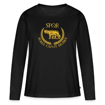 SPQR - Roma Caput Mundi - Loup du Capitole - T-shirt manches longues Premium bio Femme - noir - Devant - Julia (174cm)