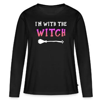 Je suis avec la sorcière - T-shirt manches longues Premium bio Femme - noir - Devant - Julia (174cm)