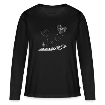 Piano, Notes de musique et notes - Amour - T-shirt manches longues Premium bio Femme - noir - Devant - Julia (174cm)