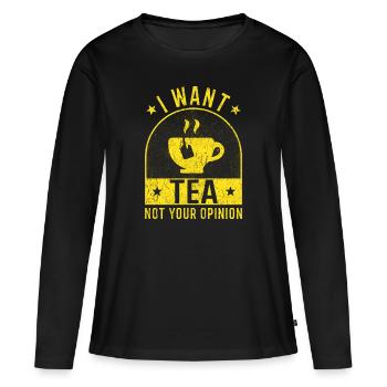 Amateurs de thé Cadeaux de thé Dicton de thé - T-shirt manches longues Premium bio Femme - noir - Devant - Julia (174cm)