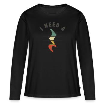 Musiciens - J’ai besoin d’une pause, de signes de pause - T-shirt manches longues Premium bio Femme - noir - Devant - Julia (174cm)
