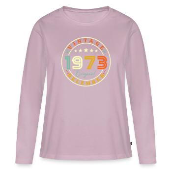 Born December 1973 - Women's Premium Organic Long Sleeve Shirt - dusky pink - Front - Julia (174cm)