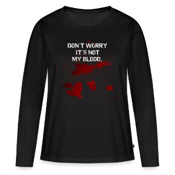 Costume d’Halloween - Ne vous inquiétez pas, ce n’est pas mon sang - T-shirt manches longues Premium bio Femme - noir - Devant - Julia (174cm)