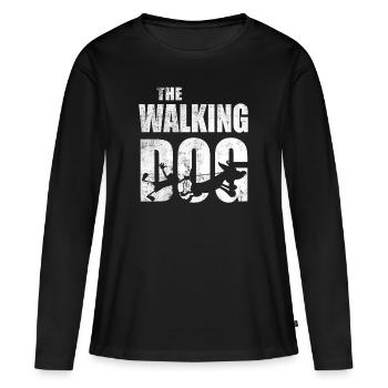 The walking dog - Dog pulls while walking - Women's Premium Organic Long Sleeve Shirt - black - Front - Julia (174cm)