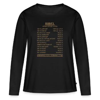 Glaube -Bibel-Jesus und Gott -nie allein - Frauen Premium Bio Langarmshirt - Schwarz - Vorne - Julia (174cm)