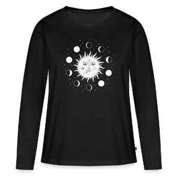 Soleil Lune occulte - T-shirt manches longues Premium bio Femme - noir - Devant - Julia (174cm)