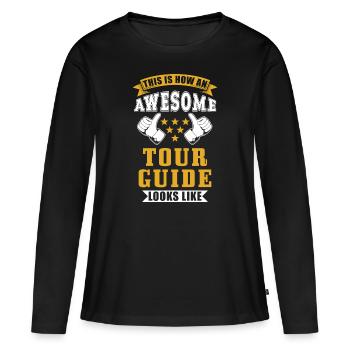 Tour Guide Tour Guide Gift - Women's Premium Organic Long Sleeve Shirt - black - Front - Julia (174cm)